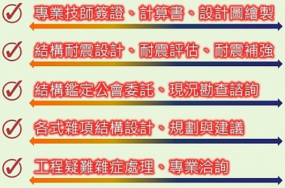 結構計算、耐震設計、耐震評估、耐震補強、工程疑難雜症處理